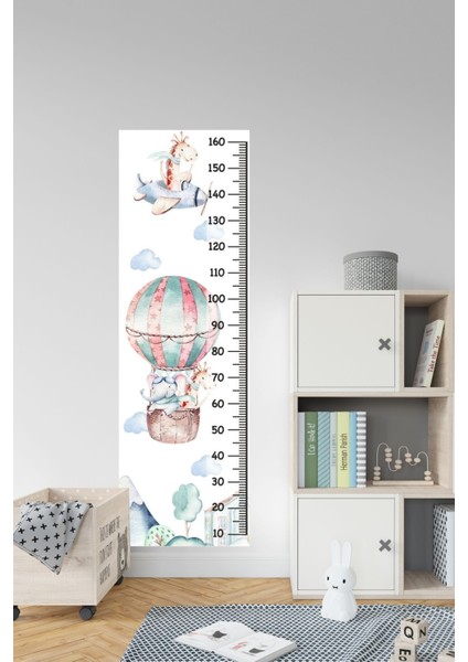 Renkli hayvanlar boy ölçer sticker, eğlenceli ve pratik duvar dekoru, 50x150 cm