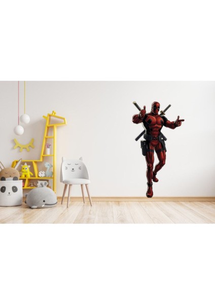 Canlı ve eğlenceli Deadpool duvar sticker 40x70 cm, odanıza enerji katacak renkli dekor modelleri