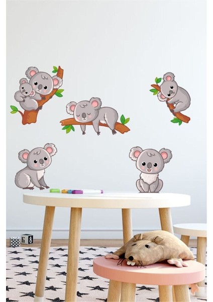 Sevimli Koalalar Çocuk Odası Duvar Stickerı, Renkli ve Eğlenceli Dekorasyon
