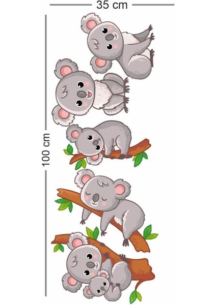 Sevimli Koalalar Çocuk Odası Duvar Stickerı, Renkli ve Eğlenceli Dekorasyon modelleri