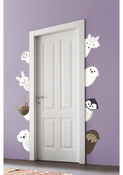 Renkli ve eğlenceli çiftlik hayvanları kapı süsleri, çocuk odası dekorasyonu seti