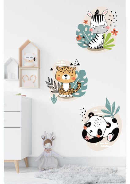 Sevimli Dostlar Çocuk Odası Renkli Kendinden Yapışkanlı Duvar Stickerleri