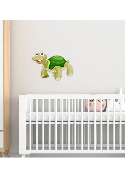 Renkli Kaplumbağa Desenli Ahşap Çocuk Odası Duvar Süsü, Tatlı ve Eğlenceli Dekorasyon
