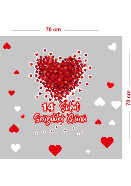 Renkli Kalpler 14 Şubat Oda Stickerı, 70cm, 5+ parça, salon dekoru fiyatları