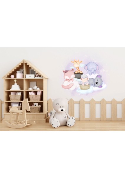 Sevimli Yavrular Uykulu Duvar Stickerleri, Renkli ve Eğlenceli Çocuk Odası Dekoru fiyatları