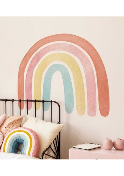 Canlı Suluboya Gökkuşağı Çocuk Odası Duvar Sticker, Renkli ve Eğlenceli Dekorasyon fiyatları