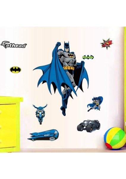 Renkli ve sevimli çocuk odası duvar çıkartması, eğlenceli süper kahraman teması