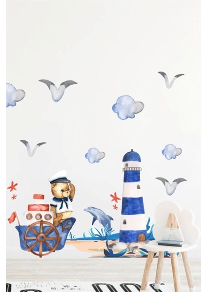Renkli Deniz Teması Çocuk Odası Duvar Sticker, Eğlenceli Dekorasyon Parçası