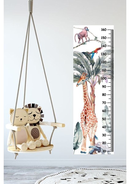 Renkli hayvan figürleri boy ölçer sticker, eğlenceli ve kullanışlı dekorasyon 50x150