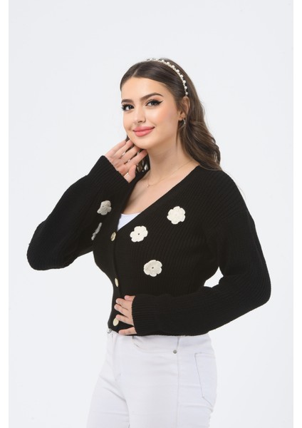 Çiçek Desenli V Yaka Crop Hırka fiyatları