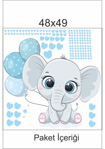 Sevimli Fil Yavrusu Duvar Sticker, Çocuk Odası Dekorasyonu, Kendinden Yapışkanlı, Renkli fırsatları