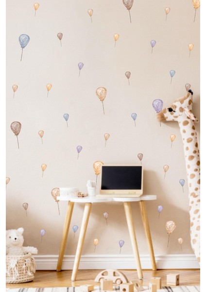 Renkli suluboya desenli balonlar çocuk odası dekorasyon sticker seti, eğlenceli ve canlı tasarım fiyatları