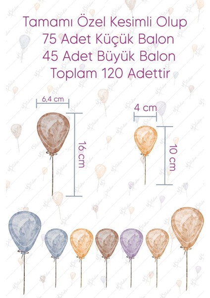 Renkli suluboya desenli balonlar çocuk odası dekorasyon sticker seti, eğlenceli ve canlı tasarım modelleri