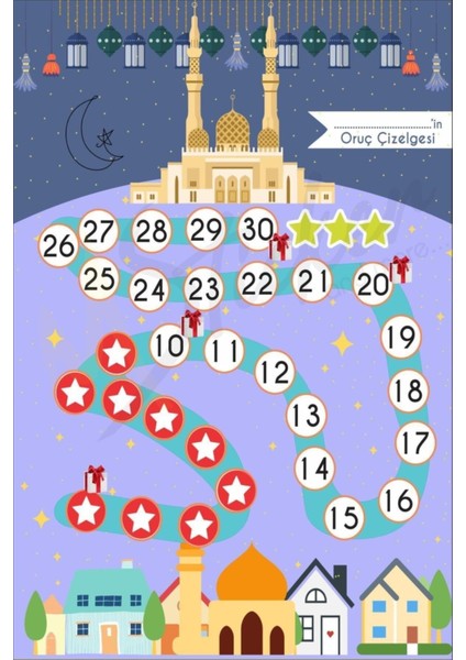 Çocuklar için Ramazan oruç çizelgesi ve süsleri, renkli ve eğlenceli stickerlerle kolay kullanımlı fiyatları