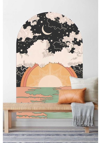 Renkli Bohem Gün Doğumu Duvar Sticker, özgün ve şık dekorasyon için ideal seçim modelleri