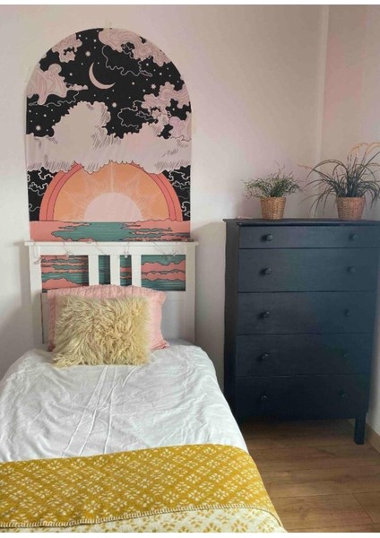 Renkli Bohem Gün Doğumu Duvar Sticker, özgün ve şık dekorasyon için ideal seçim fırsatları