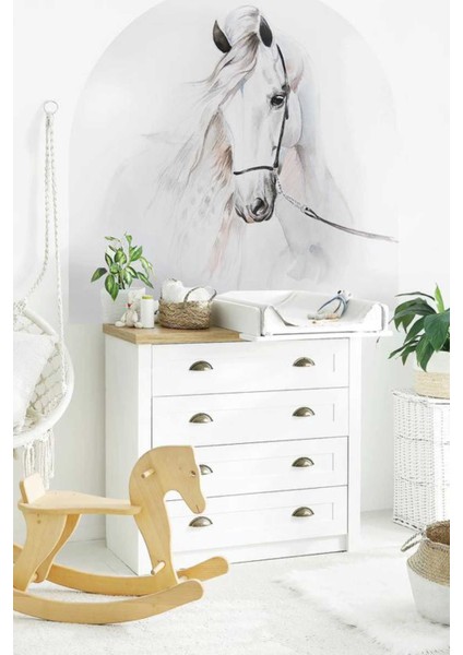 Şık At Kemer Duvar Stickerı, Renkli ve Dekoratif Tasarım, Oturma Odası İçin Parçalı Süs