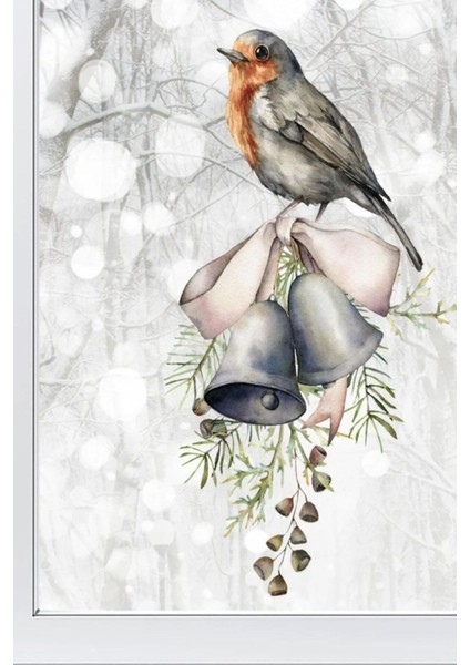 Kış ve yılbaşı temalı renkli çiçek ve kuş cam duvar sticker seti, şık dekorasyon seçeneği fiyatları