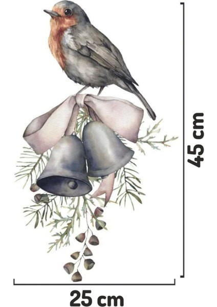 Kış ve yılbaşı temalı renkli çiçek ve kuş cam duvar sticker seti, şık dekorasyon seçeneği fırsatları