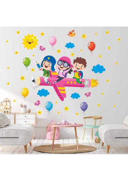 Renkli çocuk odası duvar ve kapı çıkartması seti, eğlenceli figürlerle 5+ parça fiyatları