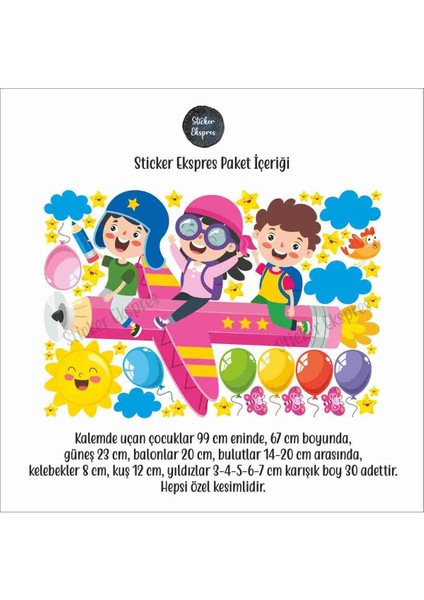 Renkli çocuk odası duvar ve kapı çıkartması seti, eğlenceli figürlerle 5+ parça modelleri