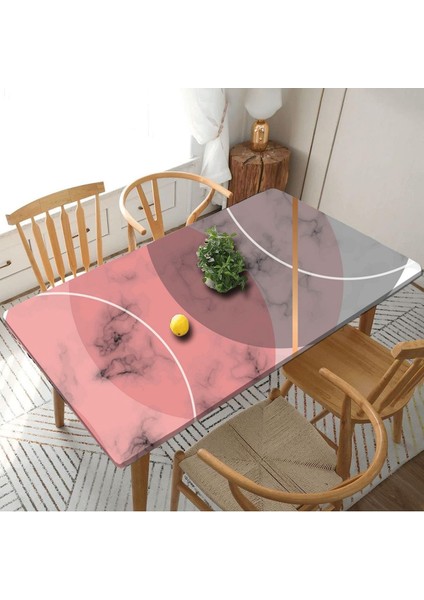 Mermer desenli pembe kaplama folyo, 130x80, mutfak ve dekorasyon için ideal