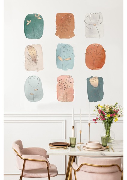 Renkli Çiçek Desenli Modern Dekoratif Sticker, Çocuk Odası ve Eşyalar İçin 1 Parça