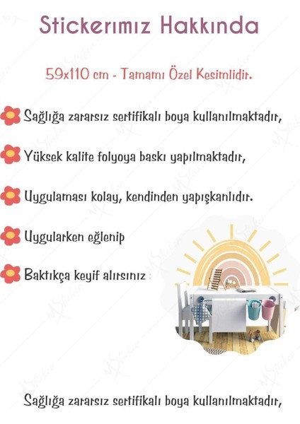 Renkli Güneş ve Gökkuşağı Çocuk Odası Stickeri, Eğlenceli Dekorasyon, Çok Renkli indirimleri