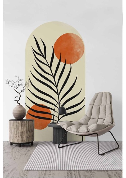 Tropikal Yaprak ve Güneş Boho Kemer Arch Salon ve Oturma Odası Modern Duvar Sticker