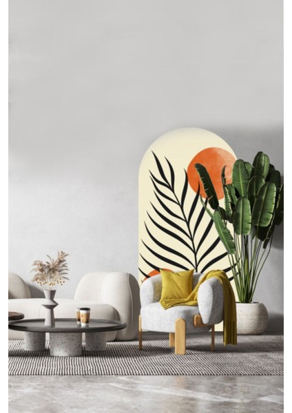 Tropikal Yaprak ve Güneş Boho Kemer Arch Salon ve Oturma Odası Modern Duvar Sticker fiyatları