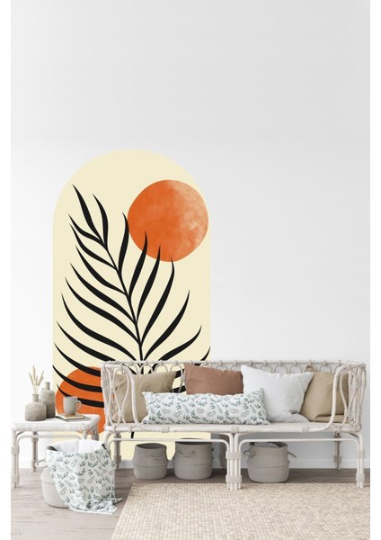 Tropikal Yaprak ve Güneş Boho Kemer Arch Salon ve Oturma Odası Modern Duvar Sticker fırsatları