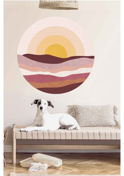 Yeşil manzara duvar sticker, oturma odası ve salon dekoru için ideal, modern tasarım