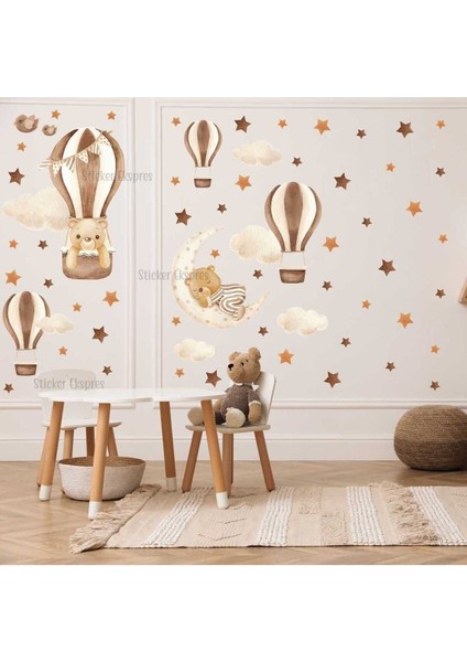 Boho Balonlu Ayıcıklar Çocuk Odası Duvar Sticker Seti fiyatları