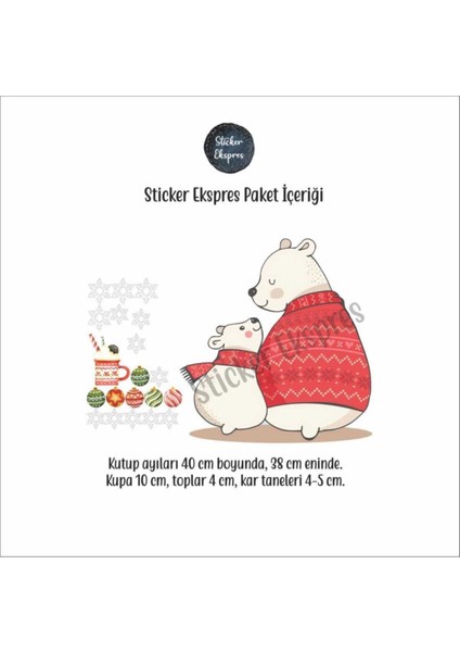 Kutup Ayıları Yılbaşı Yeni Yıl Temalı Cam Duvar Kapı Sticker Seti fiyatları