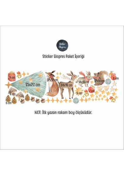 Çam Ağacı ve Hayvanlar Yılbaşı Yeni Yıl Temalı Cam Duvar Kapı Sticker Seti fiyatları