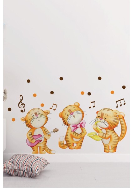 Sevimli Aslanlar Temalı Bebek ve Çocuk Odası Duvar Stickerı, Sarı, Eğlenceli ve Renkli Dekorasyon fiyatları