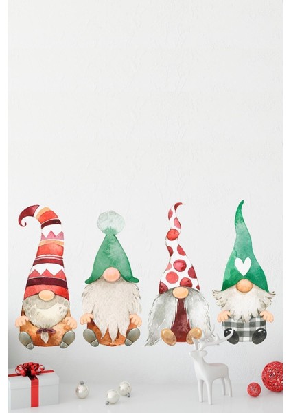 Renkli Noel Baba ve Santa Claus çıkartma seti, çocuk odası dekoru, 4 parça