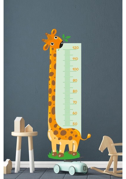 Renkli Zürafa Temalı Boy Ölçer, Eğlenceli ve Şık Tasarım, Bebek ve Çocuk Odası İçin