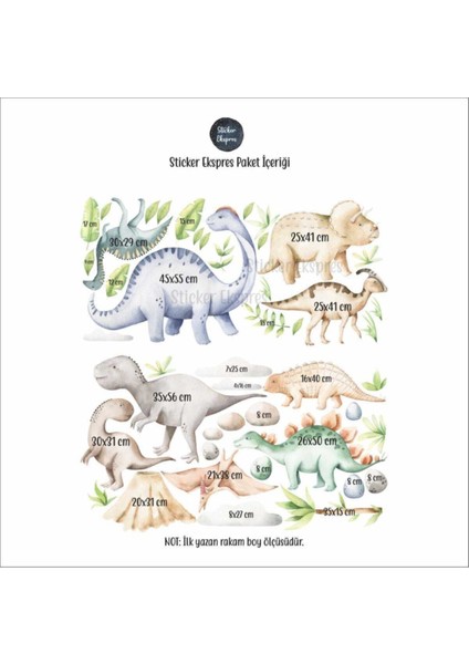 Renkli Dinozorlar Çocuk Odası Duvar Sticker Seti, Eğlenceli ve Şık Dekorasyon, 5+ Parça fiyatları