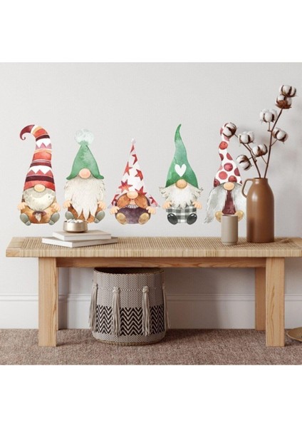 Yılbaşı Temalı Sevimli Cüceler Cam Sticker Seti, Çok Renkli, 5+ Parça, Eğlenceli Dekorasyon modelleri