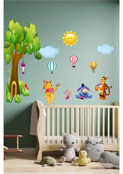 Renkli çocuk odası duvar stickerları, Winnie The Pooh ve arkadaşları, 5+ parça fiyatları