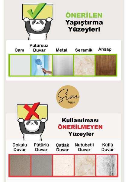 Sevimli Pandalar Duvar Sticker Seti, Siyah Beyaz, Çocuk Odası Dekoru, 1 Parça modelleri