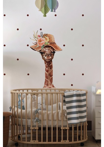 Çocuk odası için renkli dekoratif çiçekli zürafa duvar stickeri fiyatları