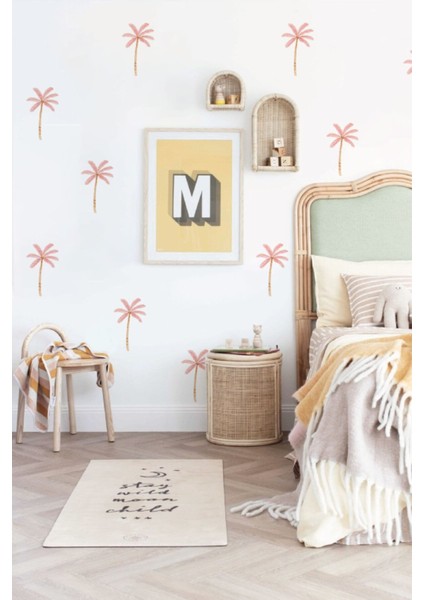 Pembe palmiyeler duvar çıkartması, şık ve renkli dekorasyon için ideal 1 parça