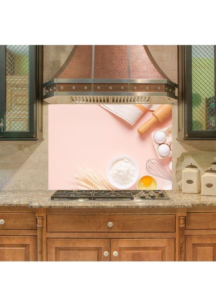 Pembe Çok Renkli Mutfak Dekor Stickerı, Şık ve Canlı Tasarım