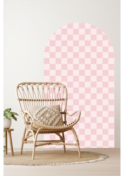 Pembe mozaik desenli bohem oval duvar dekoru, şık ve modern tasarım, 1 parça