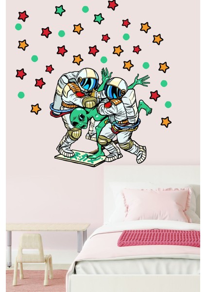 Uzaylı Yakalayan Astronotlar Yıldızlar Duvar Sticker fırsatları