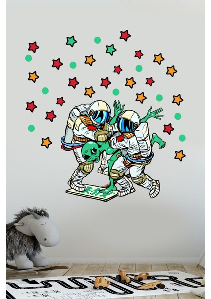 Uzaylı Yakalayan Astronotlar Yıldızlar Duvar Sticker indirimleri