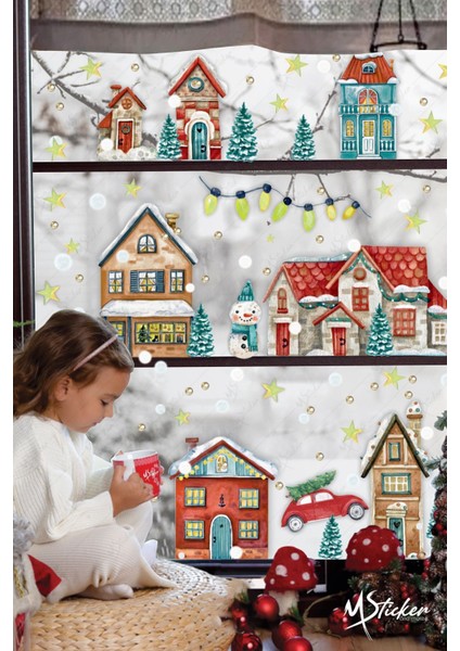 Kış Temalı 5+ Parça Turuncu Çocuk Bebek Odası Sticker Seti modelleri