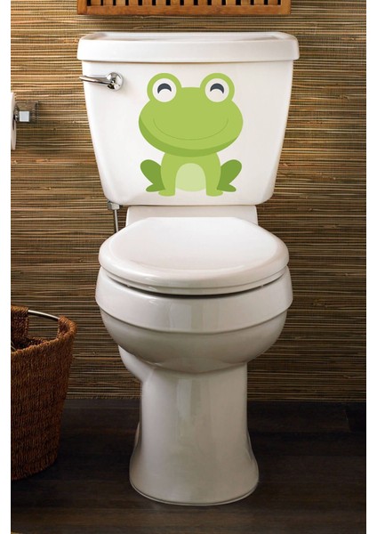 Sevimli Kurbağa Figürlü Banyo Klozet Kapağı Sticker 23 x 28 5 cm